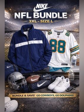 🔥 NIKE NFL Bundle – Cowboys Jacket + Dolphins Jersey 🔥